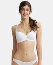 Under-Wired Padded Super Combed Cotton Elastane Medium Coverage T-Shirt Bra with Detachable Straps - White-1