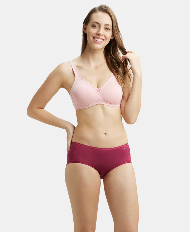 Wirefree Non Padded Super Combed Cotton Elastane Full Coverage Everyday Bra with Contoured Shaper Panel and Adjustable Straps - Candy Pink-6