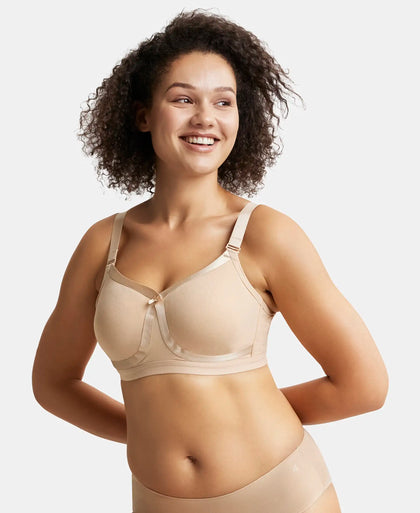 Wirefree Non Padded Super Combed Cotton Elastane Full Coverage Everyday Bra with Detachable Straps - Light Skin-5