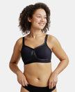 Wirefree Non Padded Super Combed Cotton Elastane Full Coverage Everyday Bra with Detachable Straps - Black-1