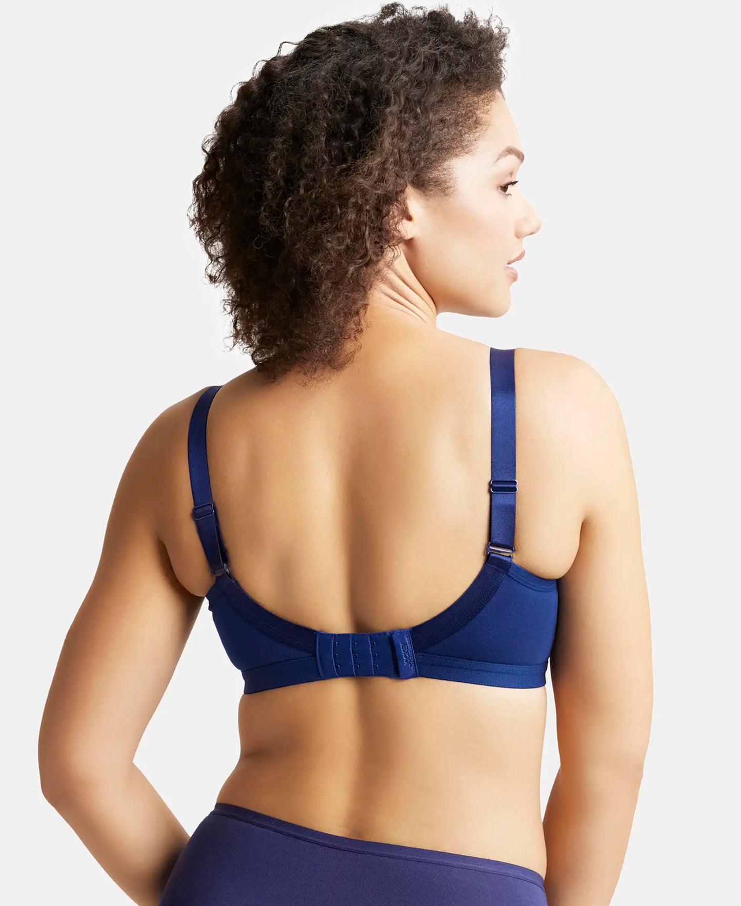 Wirefree Non Padded Super Combed Cotton Elastane Full Coverage Everyday Bra with Detachable Straps - Blue Depth-3
