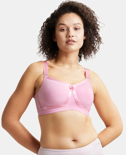 Wirefree Non Padded Super Combed Cotton Elastane Full Coverage Plus Size Bra Plush Lining Cup - Black-1