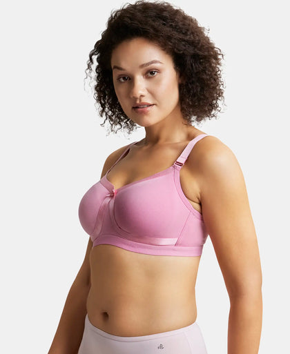 Wirefree Non Padded Super Combed Cotton Elastane Full Coverage Plus Size Bra Plush Lining Cup - Black-2
