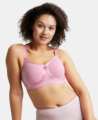 Wirefree Non Padded Super Combed Cotton Elastane Full Coverage Plus Size Bra Plush Lining Cup - Black-5