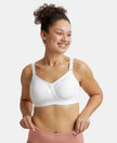 Wirefree Non Padded Super Combed Cotton Elastane Full Coverage Everyday Bra with Detachable Straps - White-1