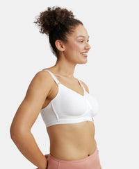 Wirefree Non Padded Super Combed Cotton Elastane Full Coverage Everyday Bra with Detachable Straps - White-2