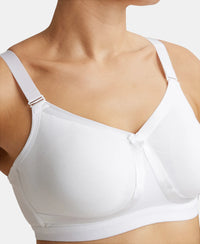 Wirefree Non Padded Super Combed Cotton Elastane Full Coverage Everyday Bra with Detachable Straps - White-7