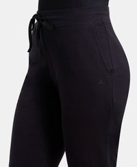 Super Combed Cotton Elastane Slim Fit Printed Capri with Side Pockets - Black-6