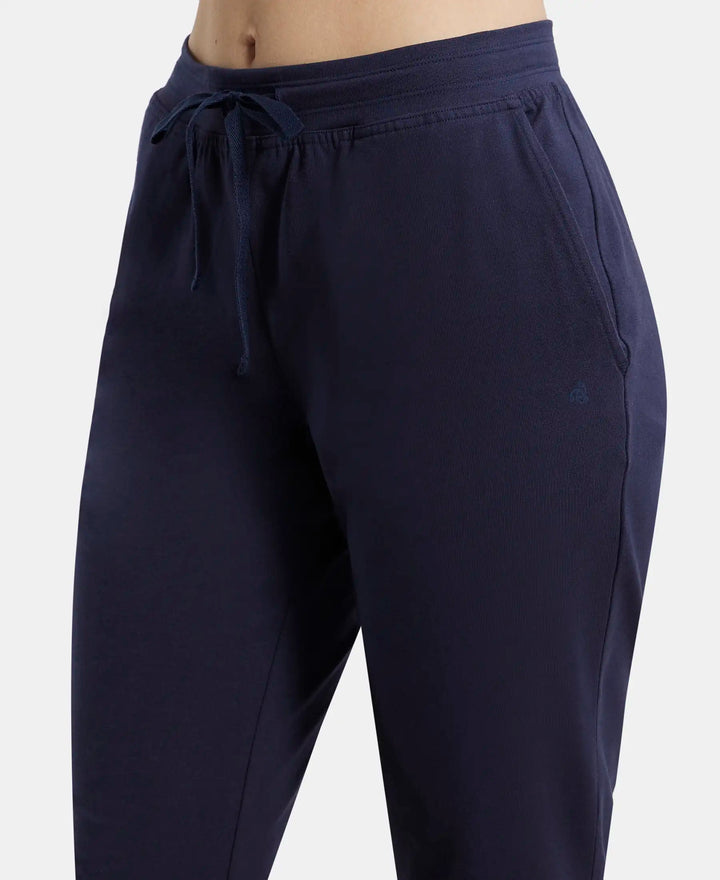 Super Combed Cotton Elastane Slim Fit Printed Capri with Side Pockets - Navy Blazer-6