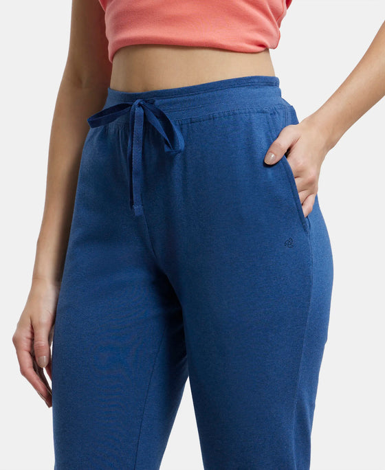 Super Combed Cotton Elastane Slim Fit Printed Capri with Side Pockets - Vintage Denim Melange-7