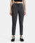 Super Combed Cotton Elastane Slim Fit Trackpants With Side Pockets - Charcoal Melange Printed-1