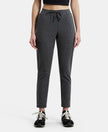 Super Combed Cotton Elastane Slim Fit Trackpants With Side Pockets - Charcoal Melange Printed-1