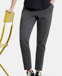 Super Combed Cotton Elastane Slim Fit Trackpants With Side Pockets - Charcoal Melange Printed-5