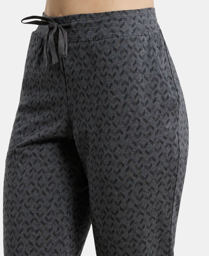 Super Combed Cotton Elastane Slim Fit Trackpants With Side Pockets - Charcoal Melange Printed-7