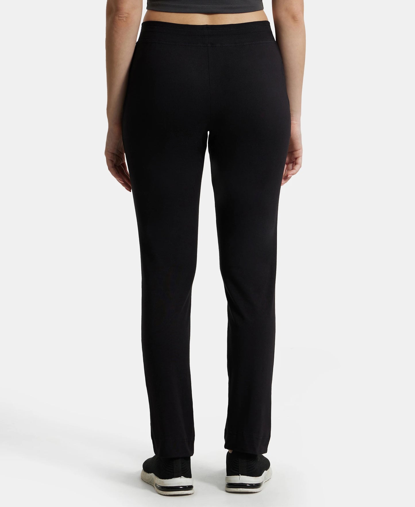 Super Combed Cotton Elastane Slim Fit Trackpants With Side Pockets - Black-3