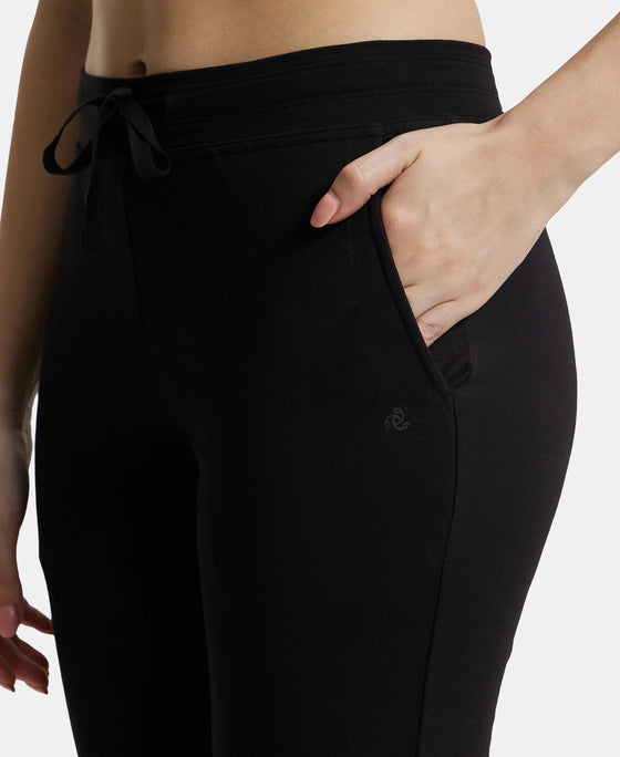 Super Combed Cotton Elastane Slim Fit Trackpants With Side Pockets - Black-7