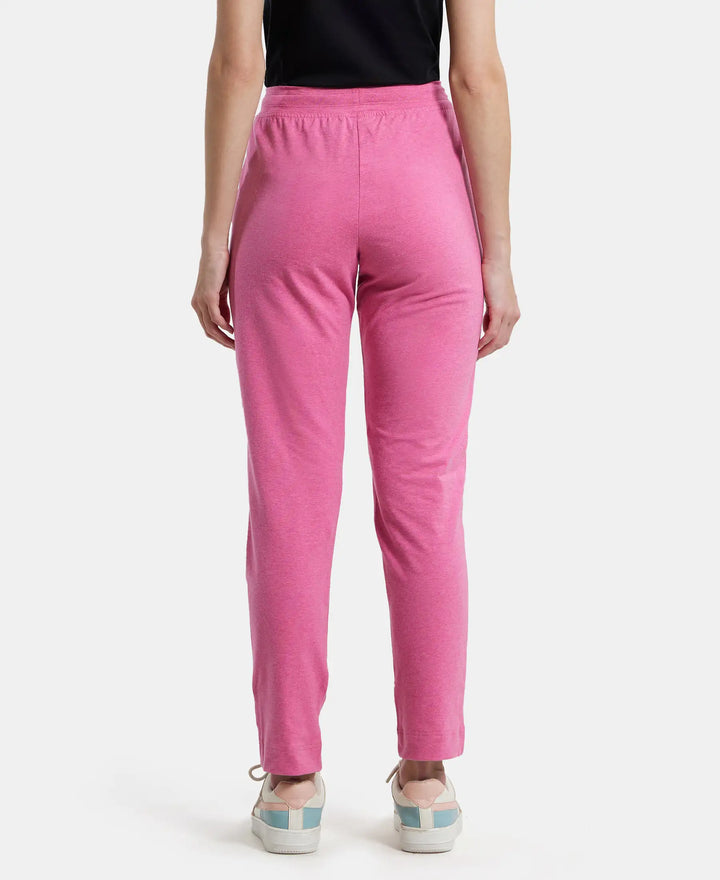 Super Combed Cotton Elastane Slim Fit Trackpants With Side Pockets - Ibis Rose Melange-3