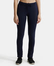 Super Combed Cotton Elastane Slim Fit Trackpants With Side Pockets - Navy Blazer-1