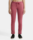Super Combed Cotton Elastane Slim Fit Trackpants With Side Pockets - Rose Wine-1