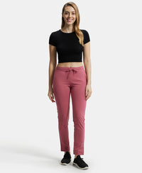 Super Combed Cotton Elastane Slim Fit Trackpants With Side Pockets - Rose Wine-4