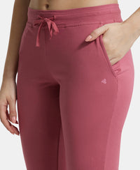 Super Combed Cotton Elastane Slim Fit Trackpants With Side Pockets - Rose Wine-7