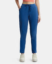 Super Combed Cotton Elastane Slim Fit Trackpants With Side Pockets - Vintage Denim Melange-1