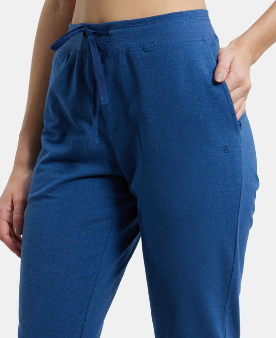 Super Combed Cotton Elastane Slim Fit Trackpants With Side Pockets - Vintage Denim Melange-6