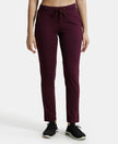 Super Combed Cotton Elastane Slim Fit Trackpants With Side Pockets - Wine Tasting-1