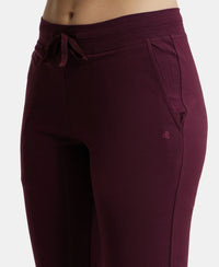 Super Combed Cotton Elastane Slim Fit Trackpants With Side Pockets - Wine Tasting-7