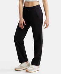Super Combed Cotton Elastane Relaxed Fit Trackpants With Side Pockets - Black-2
