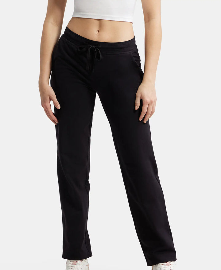Super Combed Cotton Elastane Relaxed Fit Trackpants With Side Pockets - Black-5