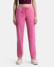 Super Combed Cotton Elastane Relaxed Fit Trackpants With Side Pockets - Ibis Rose Melange-1