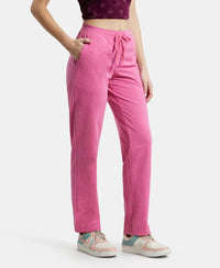 Super Combed Cotton Elastane Relaxed Fit Trackpants With Side Pockets - Ibis Rose Melange-2