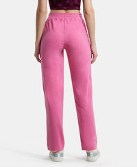 Super Combed Cotton Elastane Relaxed Fit Trackpants With Side Pockets - Ibis Rose Melange-3
