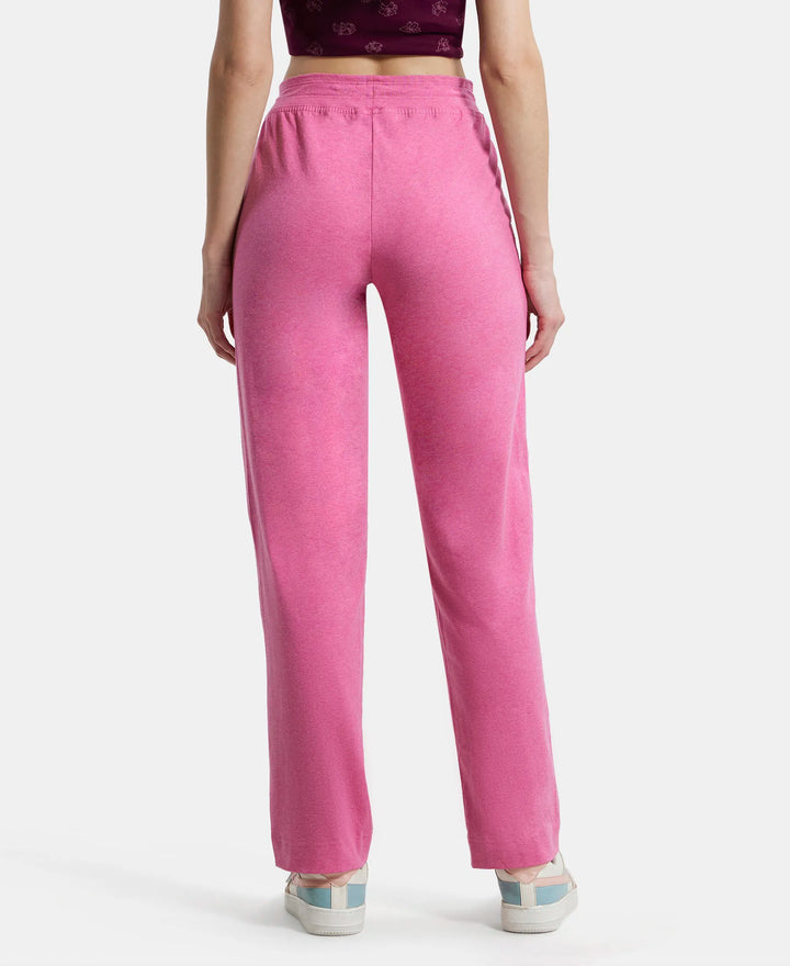 Super Combed Cotton Elastane Relaxed Fit Trackpants With Side Pockets - Ibis Rose Melange-3