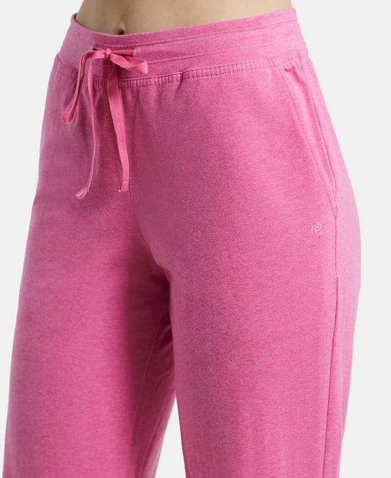 Super Combed Cotton Elastane Relaxed Fit Trackpants With Side Pockets - Ibis Rose Melange-7