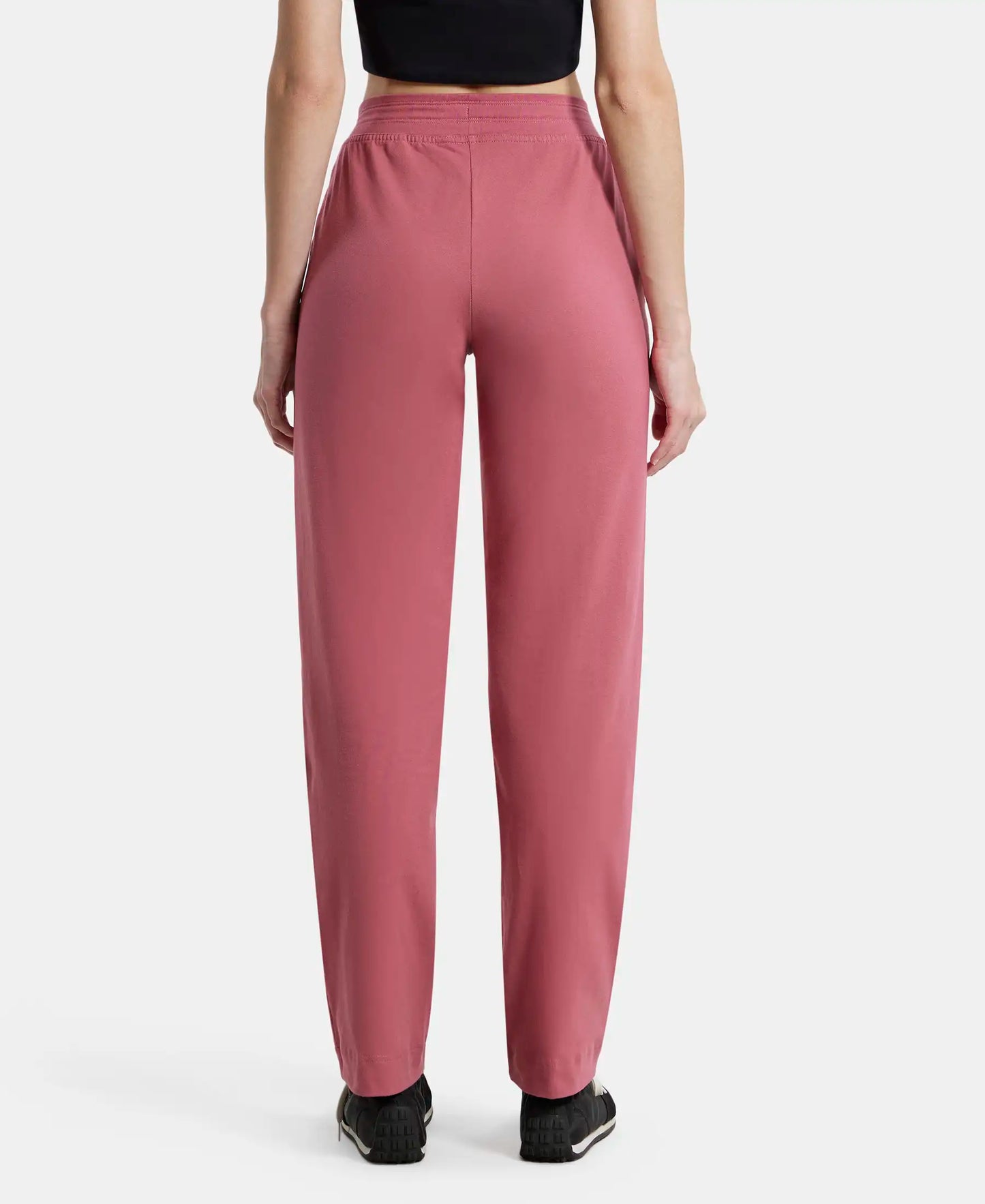 Super Combed Cotton Elastane Relaxed Fit Trackpants With Side Pockets - Rose Wine-3