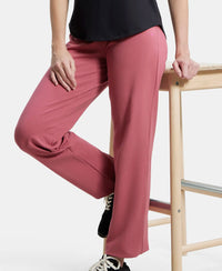 Super Combed Cotton Elastane Relaxed Fit Trackpants With Side Pockets - Rose Wine-5