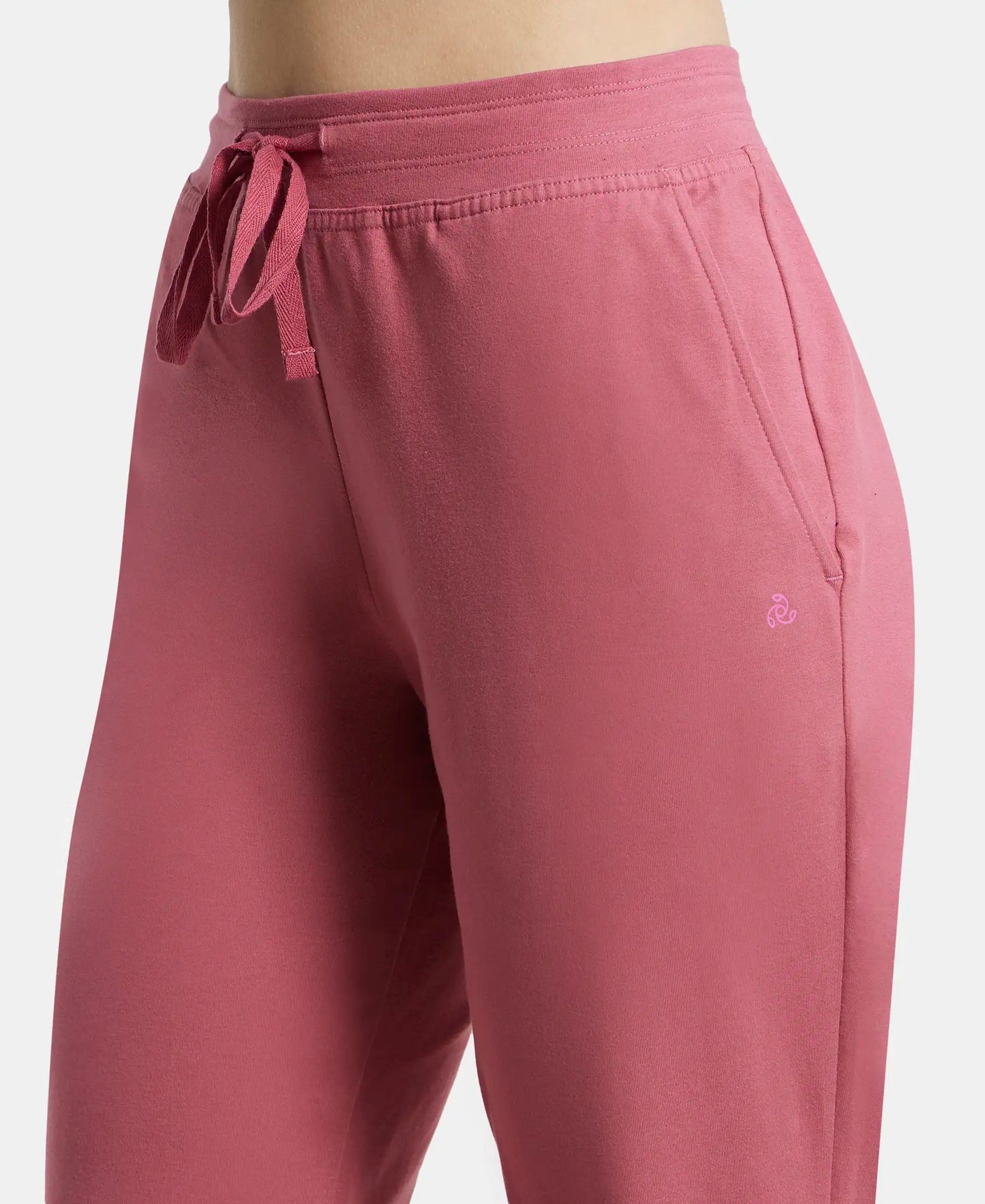 Super Combed Cotton Elastane Relaxed Fit Trackpants With Side Pockets - Rose Wine-7
