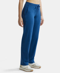 Super Combed Cotton Elastane Relaxed Fit Trackpants With Side Pockets - Vintage Denim Melange-2