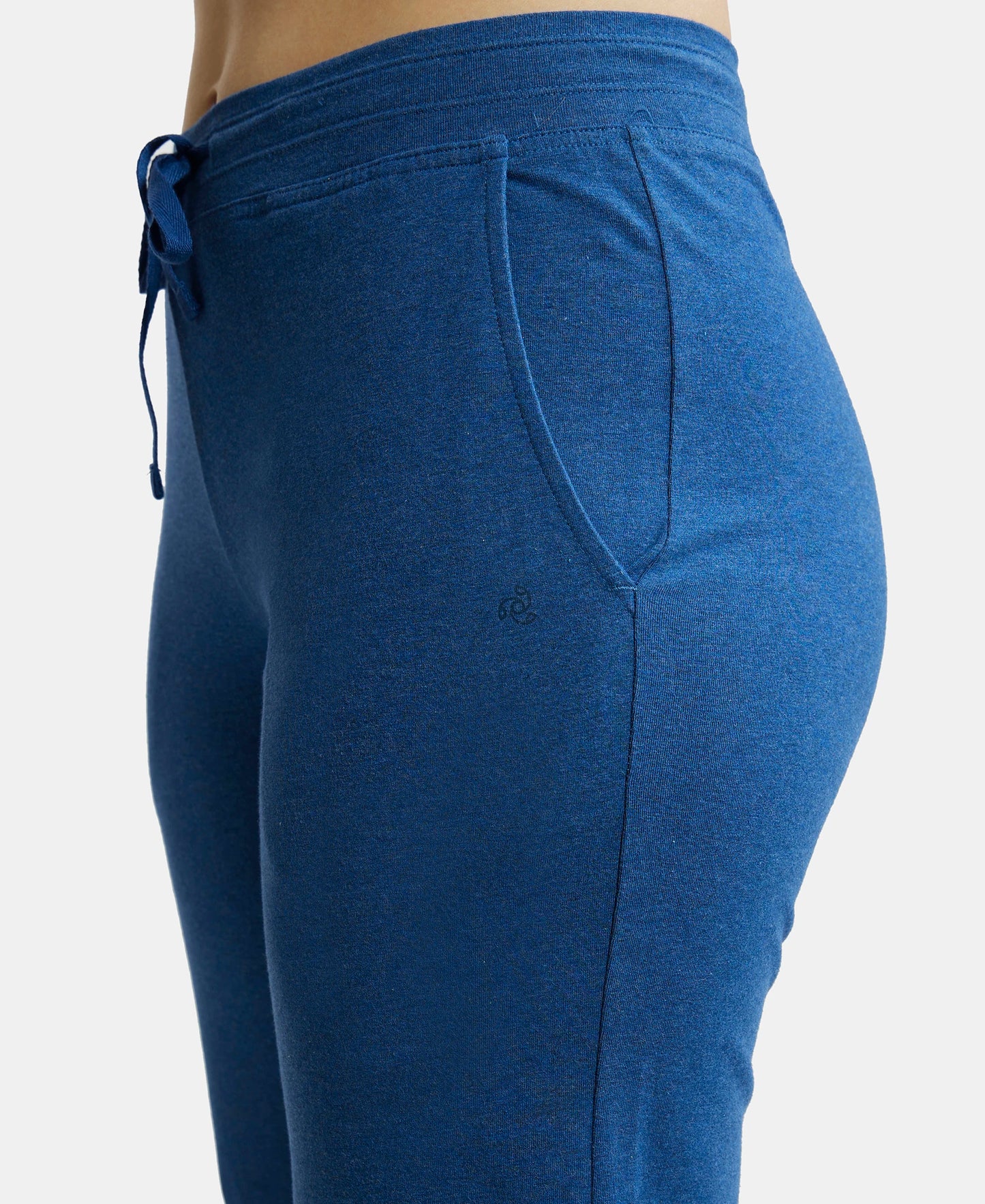 Super Combed Cotton Elastane Relaxed Fit Trackpants With Side Pockets - Vintage Denim Melange-7