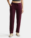 Super Combed Cotton Elastane Relaxed Fit Trackpants With Side Pockets - Wine Tasting-1