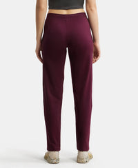 Super Combed Cotton Elastane Relaxed Fit Trackpants With Side Pockets - Wine Tasting-3