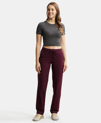 Super Combed Cotton Elastane Relaxed Fit Trackpants With Side Pockets - Wine Tasting-4