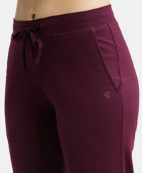 Super Combed Cotton Elastane Relaxed Fit Trackpants With Side Pockets - Wine Tasting-6