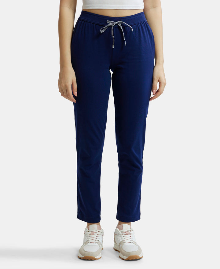 Super Combed Cotton Rich Relaxed Fit Trackpants With Contrast Side Piping and Pockets - Imperial Blue-1