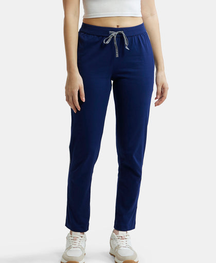 Super Combed Cotton Rich Relaxed Fit Trackpants With Contrast Side Piping and Pockets - Imperial Blue-5