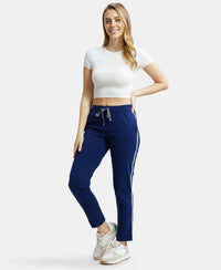 Super Combed Cotton Rich Relaxed Fit Trackpants With Contrast Side Piping and Pockets - Imperial Blue-6