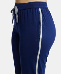 Super Combed Cotton Rich Relaxed Fit Trackpants With Contrast Side Piping and Pockets - Imperial Blue-7