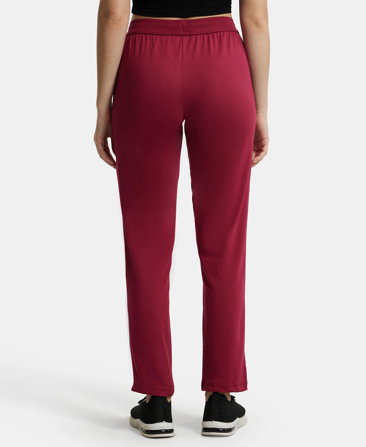Super Combed Cotton Rich Relaxed Fit Trackpants With Contrast Side Piping and Pockets - Rose Petal-3